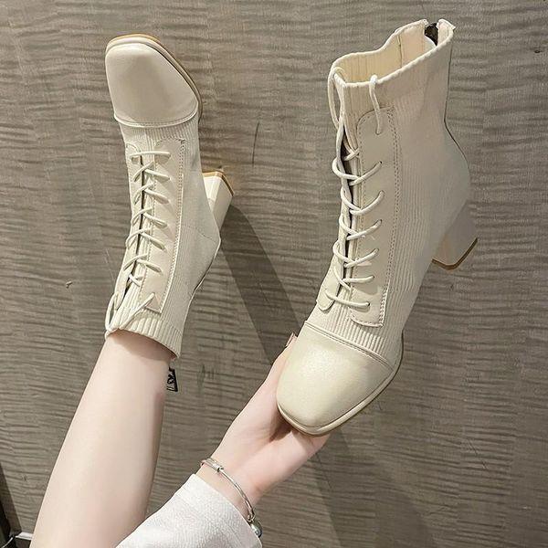 boots 2021 autumn winter fashion stitching knitted elastic high heeled short women's square toe ytmtloy botines de mujer, Black
boots 2021 autumn winter fashion stitching knitted elastic high heeled short women's square toe ytmtloy botines de mujer, Black