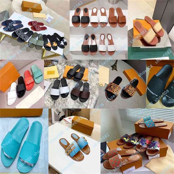 luxury flat sandal design embroidery black slippers shallow beach leisure indoor lace lock box full set of accessories 35-41 13019