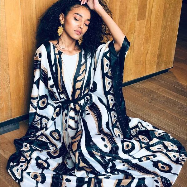 women's swimwear 2021 elegant long kaftan printed v-neck batwing sleeve street wear loose maxi dresses women beach swim suit cover up q, White;black
women's swimwear 2021 elegant long kaftan printed v-neck batwing sleeve street wear loose maxi dresses women beach swim suit cover up q, White;black
