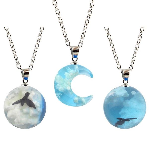 pendant necklaces chic transparent luminous resin round ball necklace women men fashion blue sky clouds birds jewelry, Silver
pendant necklaces chic transparent luminous resin round ball necklace women men fashion blue sky clouds birds jewelry, Silver
