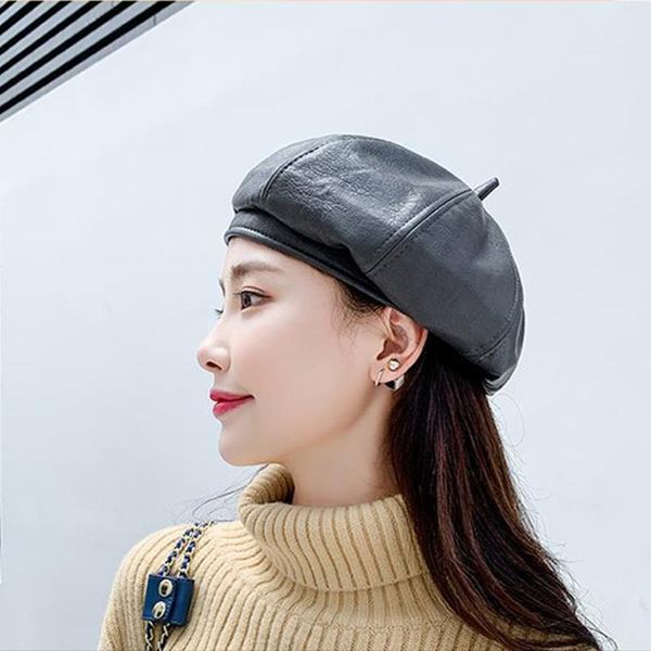 berets 2021 pu for women fashion ladies black caps stewardess red yellow beret autumn winter artist hats, Blue;gray
berets 2021 pu for women fashion ladies black caps stewardess red yellow beret autumn winter artist hats, Blue;gray