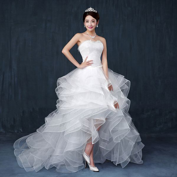2022 new style short front and back long trailing bride wedding dress tutu skirt studio theme skirt wed dresses bridal gown, White
2022 new style short front and back long trailing bride wedding dress tutu skirt studio theme skirt wed dresses bridal gown, White