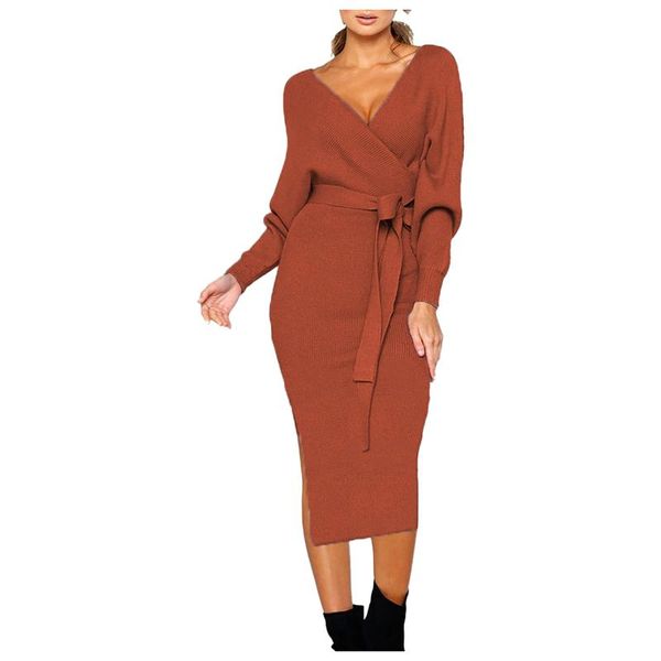 casual dresses for women 2021 knotted sweater dress v neck bag hip long sleeves tie waist knitted pencil vestido, Black;gray
casual dresses for women 2021 knotted sweater dress v neck bag hip long sleeves tie waist knitted pencil vestido, Black;gray