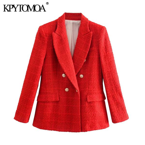 women fashion double breasted tweed blazer coat vintage long sleeve pockets female outerwear chic veste femme 210416, White;black
women fashion double breasted tweed blazer coat vintage long sleeve pockets female outerwear chic veste femme 210416, White;black