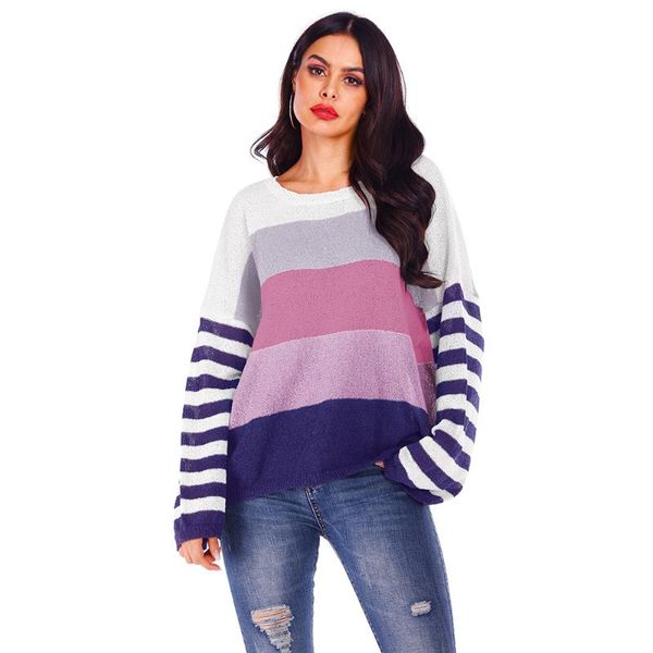 women's sweaters womens fashion spring summer multicolor striped long sleeve 2021 o-neck loose casual slim knitted pullover, White;black
women's sweaters womens fashion spring summer multicolor striped long sleeve 2021 o-neck loose casual slim knitted pullover, White;black