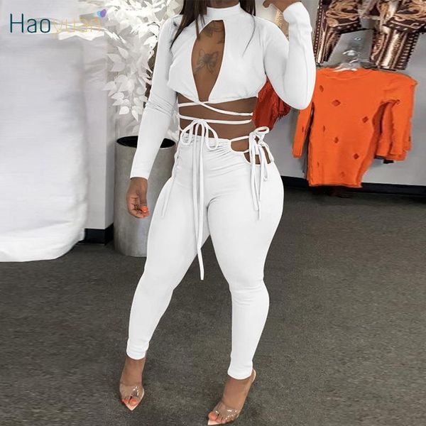 women's two piece pants haoyuan 2 set bandage hollow out crop fitness women festival outfits birthday party wear club matching sets, White
women's two piece pants haoyuan 2 set bandage hollow out crop fitness women festival outfits birthday party wear club matching sets, White