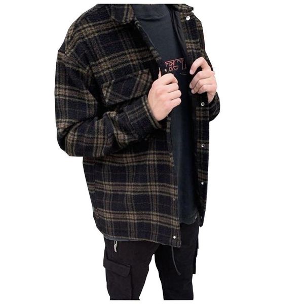 plaid shirt men's tooling european and american high street style loose trendy long sleeve for men casual shirts, White;black
plaid shirt men's tooling european and american high street style loose trendy long sleeve for men casual shirts, White;black