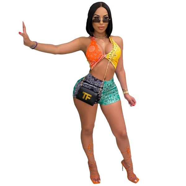 women's tracksuits summer suit european and american fashion multicolor printing stitching shorts, Gray
women's tracksuits summer suit european and american fashion multicolor printing stitching shorts, Gray
