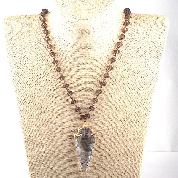 pendant necklaces fashion bohemian tribal jewelry crystal glass rosary chain gray arrowhead ethnic necklace, Silver
pendant necklaces fashion bohemian tribal jewelry crystal glass rosary chain gray arrowhead ethnic necklace, Silver