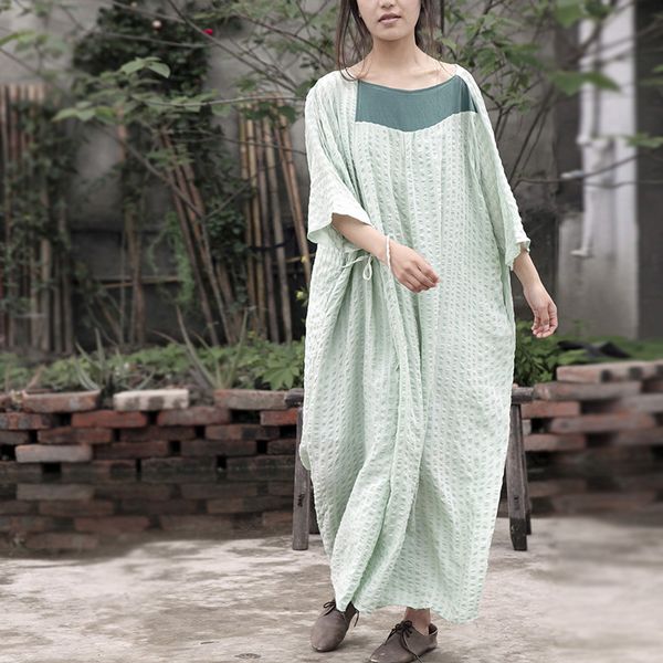 johnature women vintage cotton dresses patchwork o-neck seven sleeve summer bandage green women robes loose soft dress 210521, Black;gray
johnature women vintage cotton dresses patchwork o-neck seven sleeve summer bandage green women robes loose soft dress 210521, Black;gray