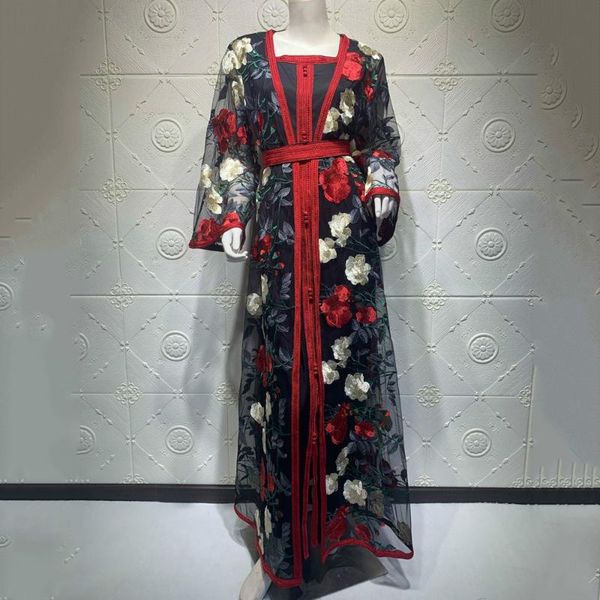 ethnic clothing embroidered floral lace mesh abaya set dubai arabic turkish cardigan kaftan long dress muslim women djelaba islamic, Red
ethnic clothing embroidered floral lace mesh abaya set dubai arabic turkish cardigan kaftan long dress muslim women djelaba islamic, Red