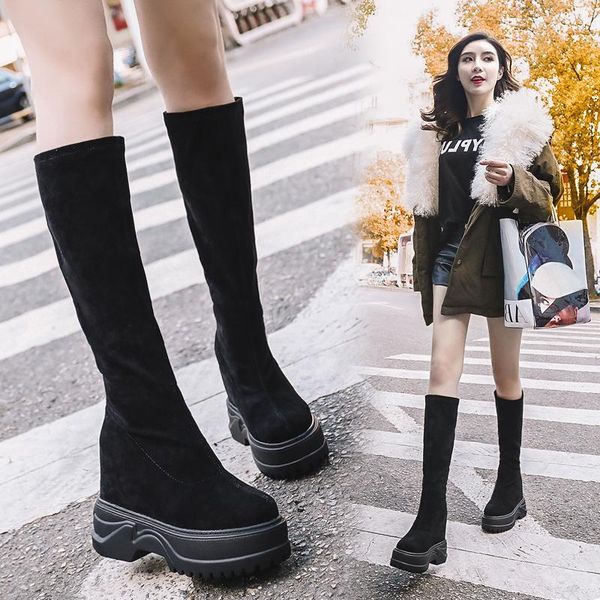 dress shoes cm inner increase women's boots long thick sole thin elastic for women lady party evening high heels, Black
dress shoes cm inner increase women's boots long thick sole thin elastic for women lady party evening high heels, Black
