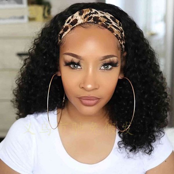 wig female hair band curly black small explosive head short scarf ice silk cover, Black;brown
wig female hair band curly black small explosive head short scarf ice silk cover, Black;brown