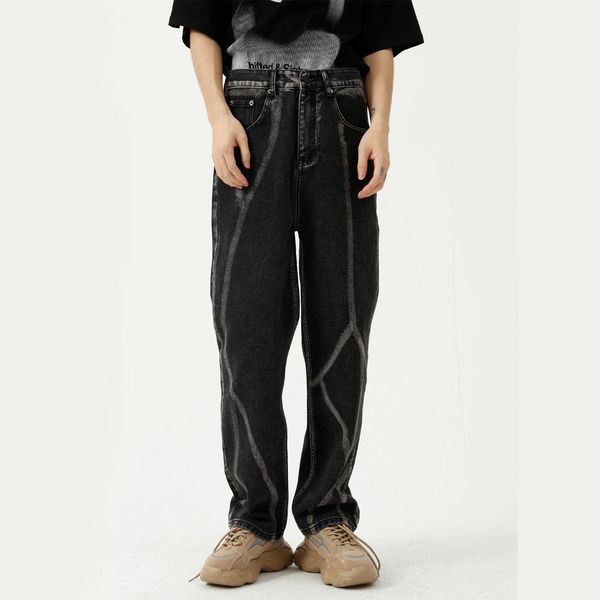 men's jeans korean fashion line print loose casual wide leg straight for men streetwear hip hop denim pants male trousers man jean gzhb, Blue
men's jeans korean fashion line print loose casual wide leg straight for men streetwear hip hop denim pants male trousers man jean gzhb, Blue