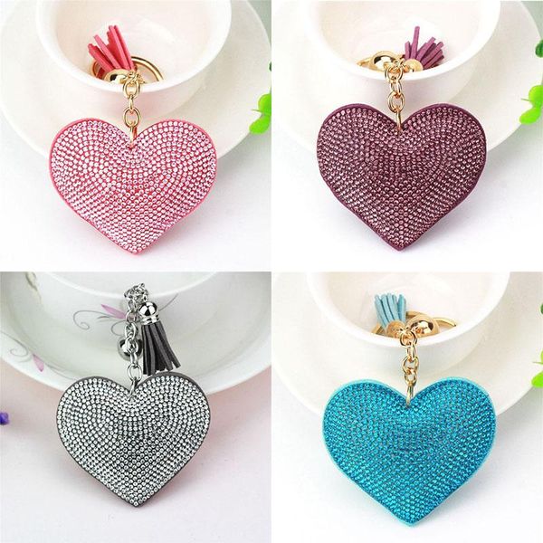 keychains heart keychain tassel key metal crystal chain keyring charm auto pendant, Silver 
keychains heart keychain tassel key metal crystal chain keyring charm auto pendant, Silver
