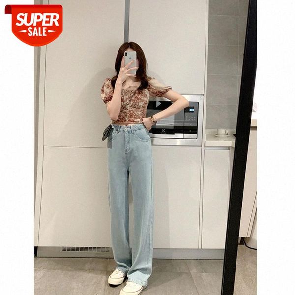 light-colored wide-leg jeans, women's small waist, thin loose casual mopping trousers #oa17, Black;white
light-colored wide-leg jeans, women's small waist, thin loose casual mopping trousers #oa17, Black;white