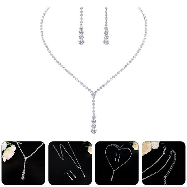 earrings & necklace 1 set wedding jewelry rhinestone pendant crystal dangler, Silver
earrings & necklace 1 set wedding jewelry rhinestone pendant crystal dangler, Silver