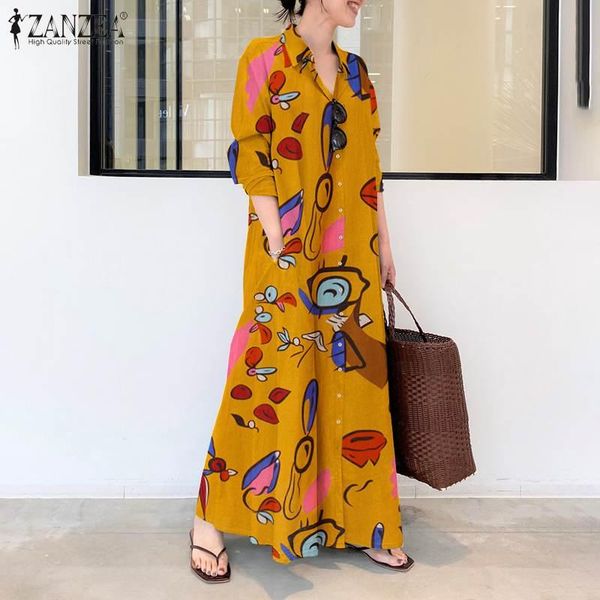 women lapel neck long shirt dress spring bohemian printed sleeve maxi sundress vintage loose vestidos kaftan casual dresses, Black;gray
women lapel neck long shirt dress spring bohemian printed sleeve maxi sundress vintage loose vestidos kaftan casual dresses, Black;gray
