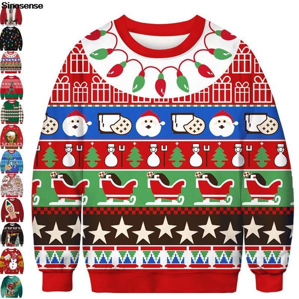 men's sweaters men women ugly christmas sweater 3d funny santa printed autumn crewneck holiday party sweatshirt pullover xmas jumpers, White;black
men's sweaters men women ugly christmas sweater 3d funny santa printed autumn crewneck holiday party sweatshirt pullover xmas jumpers, White;black
