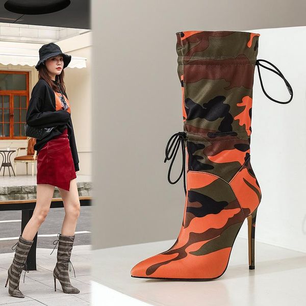 boots ins contrast camouflage drawstring strap zipper thin heel super high women's autumn and winter, Black
boots ins contrast camouflage drawstring strap zipper thin heel super high women's autumn and winter, Black