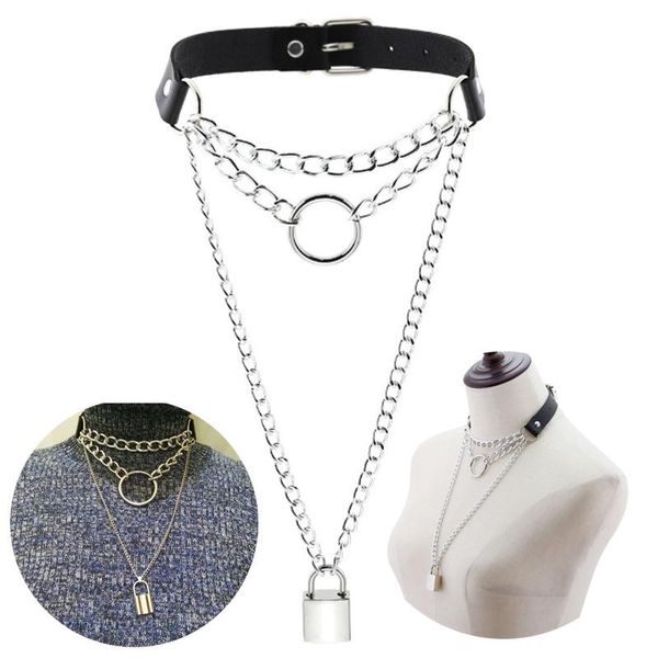 pendant necklaces fashion pu round necklace gothic lock exquisite leather circle seaside chain 16 colors punk multilayer choker 1pc, Silver
pendant necklaces fashion pu round necklace gothic lock exquisite leather circle seaside chain 16 colors punk multilayer choker 1pc, Silver