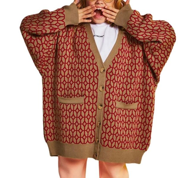 women's knits & tees women loose cardigan sweater with chic geometric pattern casual style spring clothing, White
women's knits & tees women loose cardigan sweater with chic geometric pattern casual style spring clothing, White