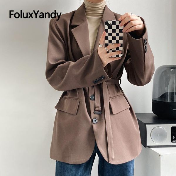 women's suits & blazers fashion korean style women blazer single breasted coats sashes casual loose long outerwear lxnz02, White;black
women's suits & blazers fashion korean style women blazer single breasted coats sashes casual loose long outerwear lxnz02, White;black