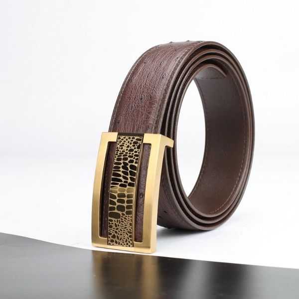 belts business plate buckle belt ostrich leather trendy all-match masculino holographic ceinture homme for women, Black;brown
belts business plate buckle belt ostrich leather trendy all-match masculino holographic ceinture homme for women, Black;brown