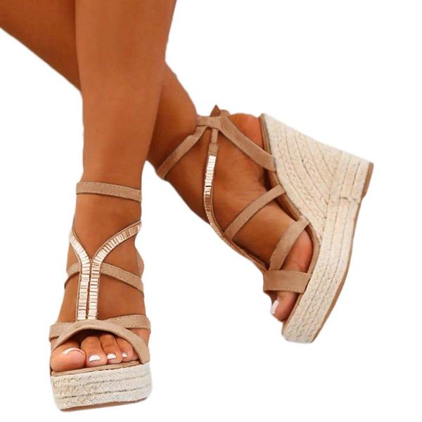 sandals women's shoes color matching nightclub fashion cross strap high heel slope straw roman 43, Black
sandals women's shoes color matching nightclub fashion cross strap high heel slope straw roman 43, Black