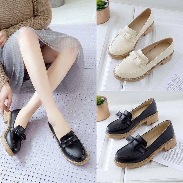 dress shoes autumn style small leather women british college bow with thick bottom casual, Black
dress shoes autumn style small leather women british college bow with thick bottom casual, Black