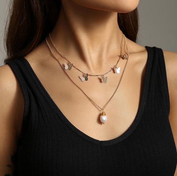 natural freshwater pearl necklace for women cool clavicle chain golden double butterfly necklaces fashion wedding jewelry, Silver
natural freshwater pearl necklace for women cool clavicle chain golden double butterfly necklaces fashion wedding jewelry, Silver