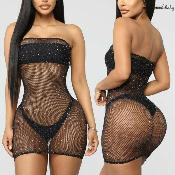 women's swimwear women glitter sequins shiny mesh sheer see-through dress bikini cover up beach mini, White;black
women's swimwear women glitter sequins shiny mesh sheer see-through dress bikini cover up beach mini, White;black