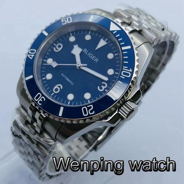 wristwatches 40mm silver case sapphire glass ceramic bezel blue dial luminous nh35 movement men's automatic watch luxury gift, Slivery;brown
wristwatches 40mm silver case sapphire glass ceramic bezel blue dial luminous nh35 movement men's automatic watch luxury gift, Slivery;brown