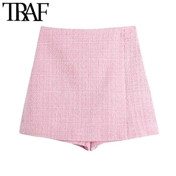 traf women chic fashion tweed shorts skirts vintage high waist back zipper female skort mujer 210724, White;black
traf women chic fashion tweed shorts skirts vintage high waist back zipper female skort mujer 210724, White;black