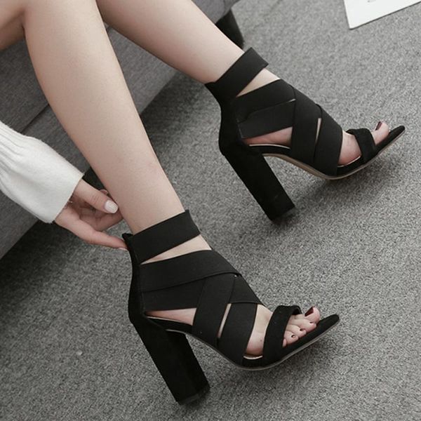 dress shoes 10cm high heel open toe elastic band gladiator heels summer female sandals solid color single, Black
dress shoes 10cm high heel open toe elastic band gladiator heels summer female sandals solid color single, Black