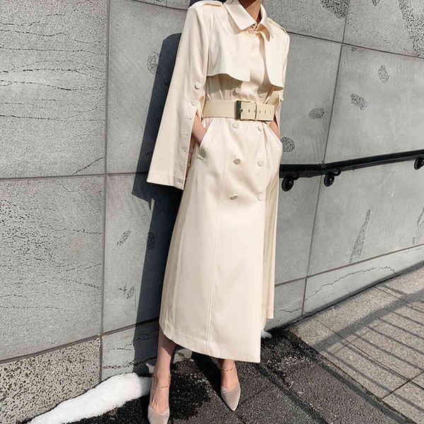women's trench coats galcaur solid korean fashion coat for women lapel collar long sleeve double breasted casual female autumn clothing, Tan;black
women's trench coats galcaur solid korean fashion coat for women lapel collar long sleeve double breasted casual female autumn clothing, Tan;black