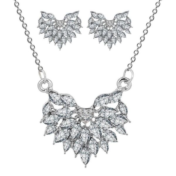 earrings & necklace luxury rhinestone heart pendant chain stud bridal jewelry set decor accessory valentine's day present, Silver
earrings & necklace luxury rhinestone heart pendant chain stud bridal jewelry set decor accessory valentine's day present, Silver