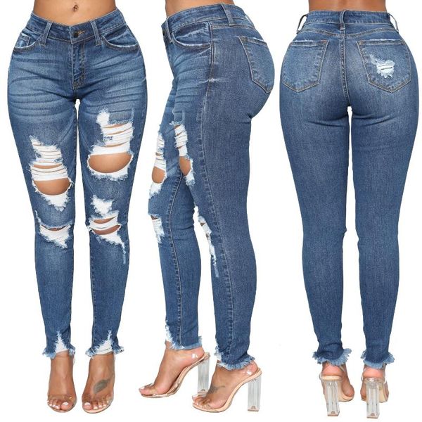 women's jeans european and american fashion explosion casual skinny significantly higher thin ultra-stretch denim with hole female, Blue
women's jeans european and american fashion explosion casual skinny significantly higher thin ultra-stretch denim with hole female, Blue