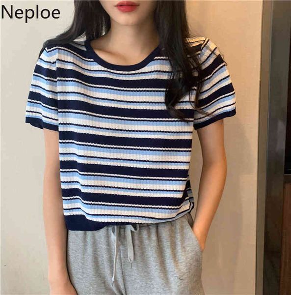 neploe fashion striped mujerthin short sleeve t-shirt female korean summer all match o neck tees chic knitted shirts 4h913 210422, White
neploe fashion striped mujerthin short sleeve t-shirt female korean summer all match o neck tees chic knitted shirts 4h913 210422, White