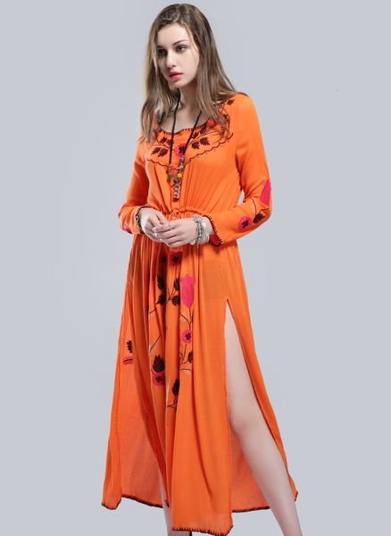 fashion autumn women dresses sleeve flroal embroidery loose bohemian long side slits maxi dress, Black;gray
fashion autumn women dresses sleeve flroal embroidery loose bohemian long side slits maxi dress, Black;gray