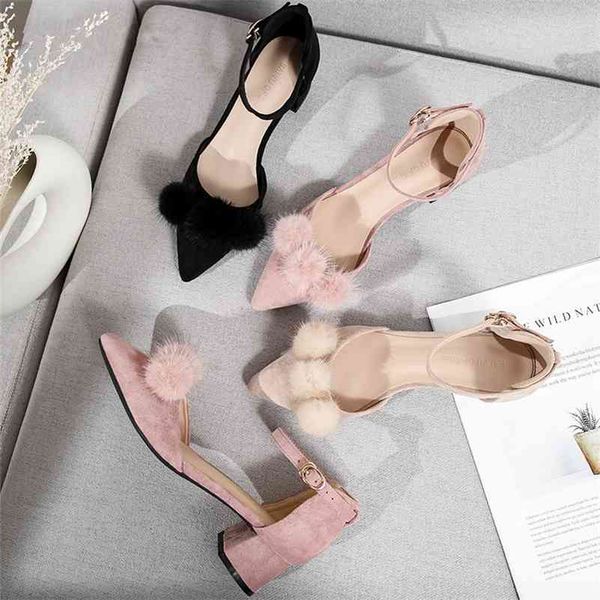 women heels shoes ladies fur fluffy balls flock ankle strap solid black beige pink pointed toe square high heel woman pumps 210520
women heels shoes ladies fur fluffy balls flock ankle strap solid black beige pink pointed toe square high heel woman pumps 210520