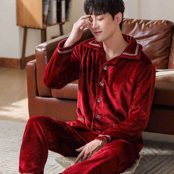 pajama sets men turn-down collar warm solid mens plus size pajamas winter males home clothing thicker chic 210928, Black;brown
pajama sets men turn-down collar warm solid mens plus size pajamas winter males home clothing thicker chic 210928, Black;brown