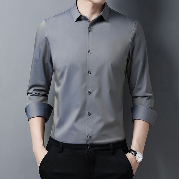 Middle aged Long Sleeve Shirt Men's non iron casual men's shirt pure color bamboo fiber wear in spring and Autumn, White;black
Middle aged Long Sleeve Shirt Men's non iron casual men's shirt pure color bamboo fiber wear in spring and Autumn, White;black