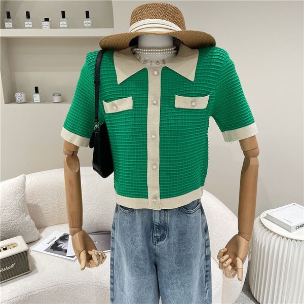 female niche spring summer fashion design breasted lapel short bottom shirt sweater, White;black
female niche spring summer fashion design breasted lapel short bottom shirt sweater, White;black