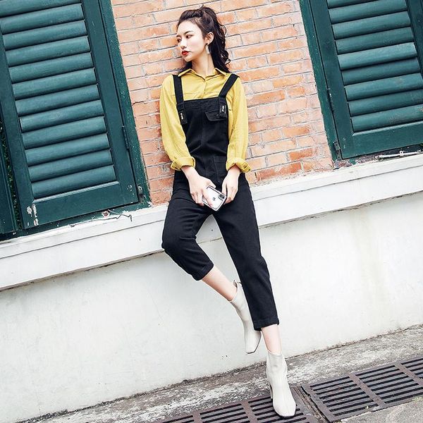 women's jumpsuits & rompers for women 2021 elegant ladies denim jeans overall solid loose black jumpsuit pants bib full length, Black;white
women's jumpsuits & rompers for women 2021 elegant ladies denim jeans overall solid loose black jumpsuit pants bib full length, Black;white