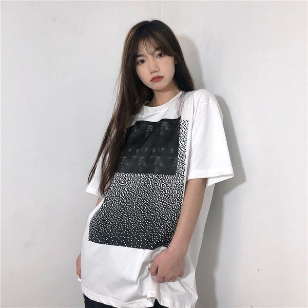 men's t-shirts cavempt short sleeve and women's 21 white checkered couple round neck top, White;black
men's t-shirts cavempt short sleeve and women's 21 white checkered couple round neck top, White;black