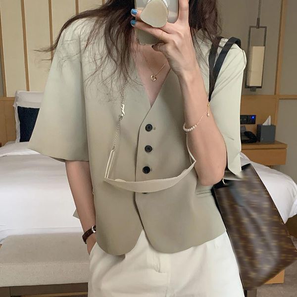 women's t-shirt korean chic summer minority temperament v-neck single breasted loose casual solid color short sleeve girl210425, White
women's t-shirt korean chic summer minority temperament v-neck single breasted loose casual solid color short sleeve girl210425, White