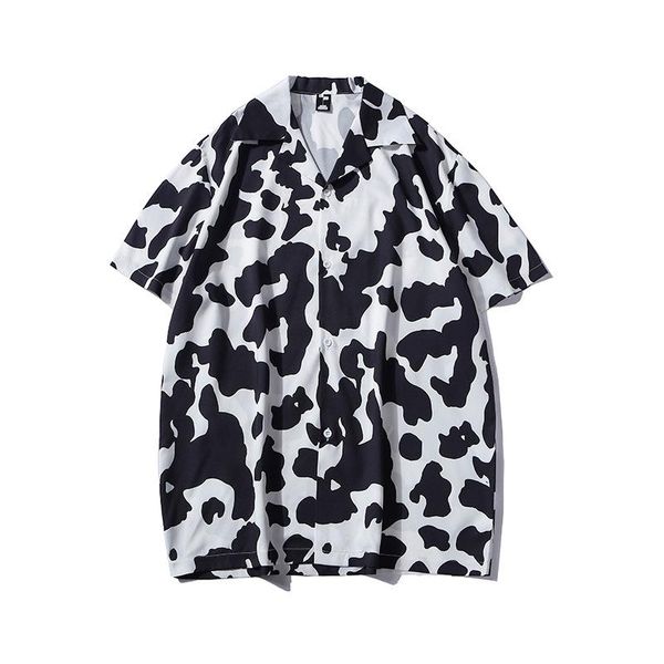 summer thin hawaiian beach short sleeve shirt cow spotted print men's japanese harajuku vintage style camisa hombre casual shirts, White;black
summer thin hawaiian beach short sleeve shirt cow spotted print men's japanese harajuku vintage style camisa hombre casual shirts, White;black