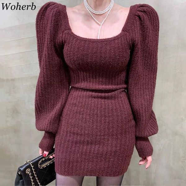 casual dresses woherb 2021 vestidos de mujer korean chic square collar puff sleeve dress knitted vintage robe slim fit bodycon mini, Black;gray
casual dresses woherb 2021 vestidos de mujer korean chic square collar puff sleeve dress knitted vintage robe slim fit bodycon mini, Black;gray
