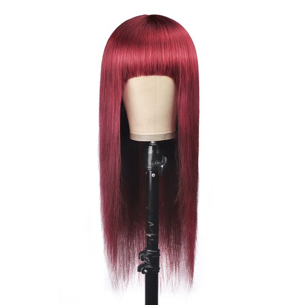 99j redwine brazilian straight human hair wigs with bangs full machine made wig for black women remy 150%, Black;brown
99j redwine brazilian straight human hair wigs with bangs full machine made wig for black women remy 150%, Black;brown